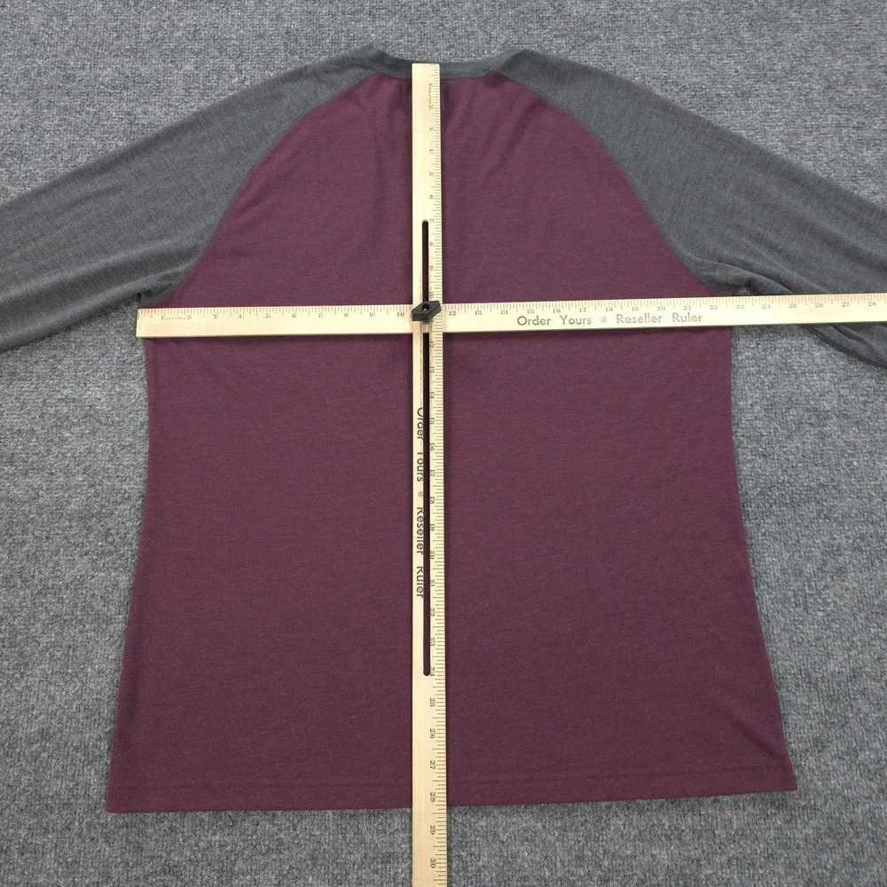 Mizzen Main‎ Shirt Mens Large Red Gray EasyKnit Henley Long Sleeve Raglan Preppy